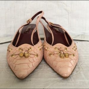 Loewe pink snake skin sling back